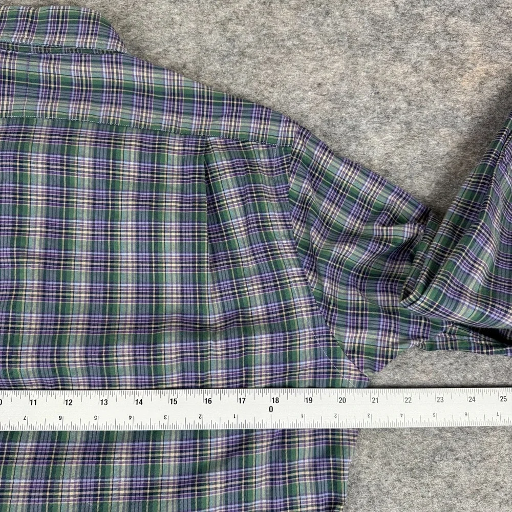 Polo Ralph Lauren Button Up Shirt Long Sleeve Cotton Purple Green Mens Small S